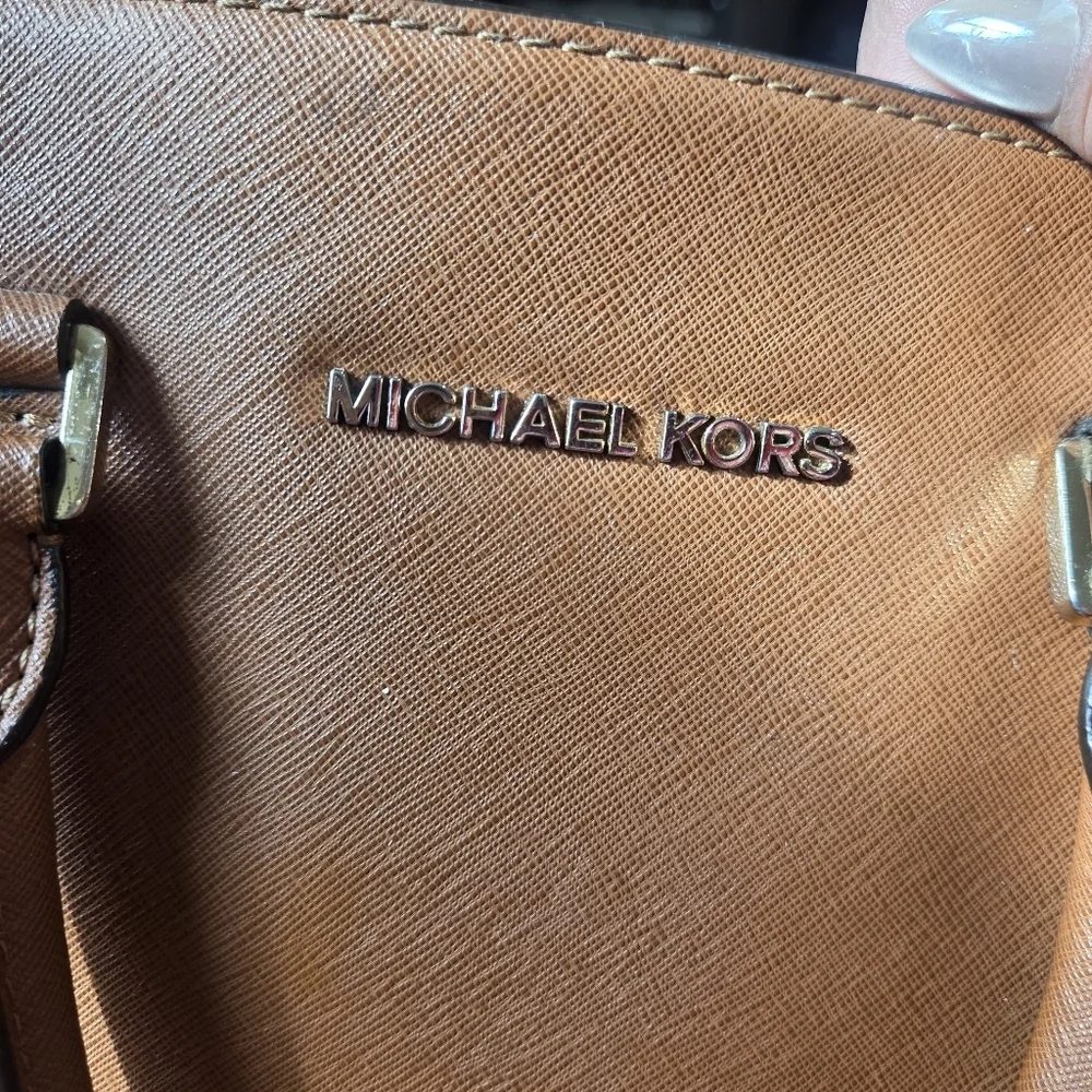 Michael Michael Kors Selma Large Leather Satchel Bag Luggage Brown AUTHENTC